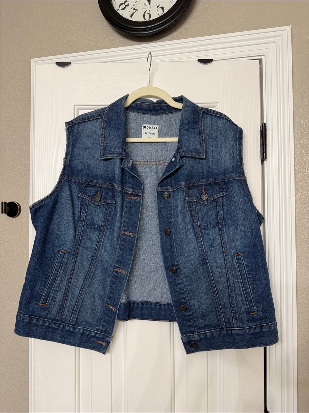 Old Navy Indigo Blue distressed Denim Vest